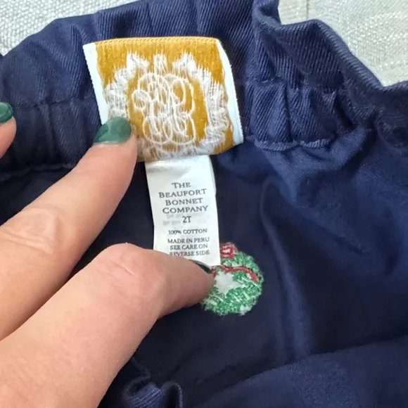 TBBC 2T Festive Navy Kids Skirt with Embroidered Wreaths - Picture 4 of 5